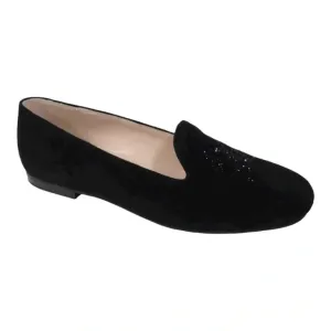 1686 - Black Suede Smoking Loafer for Girl by London Kids