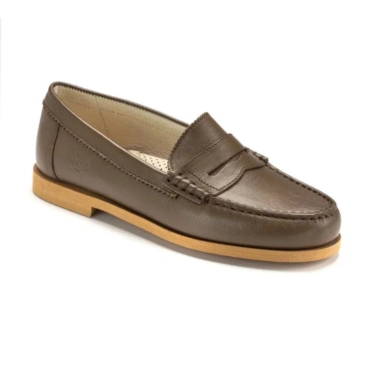 2525 - Taupe Soft Leather Hard Loafer for Girl/Boy by London Kids