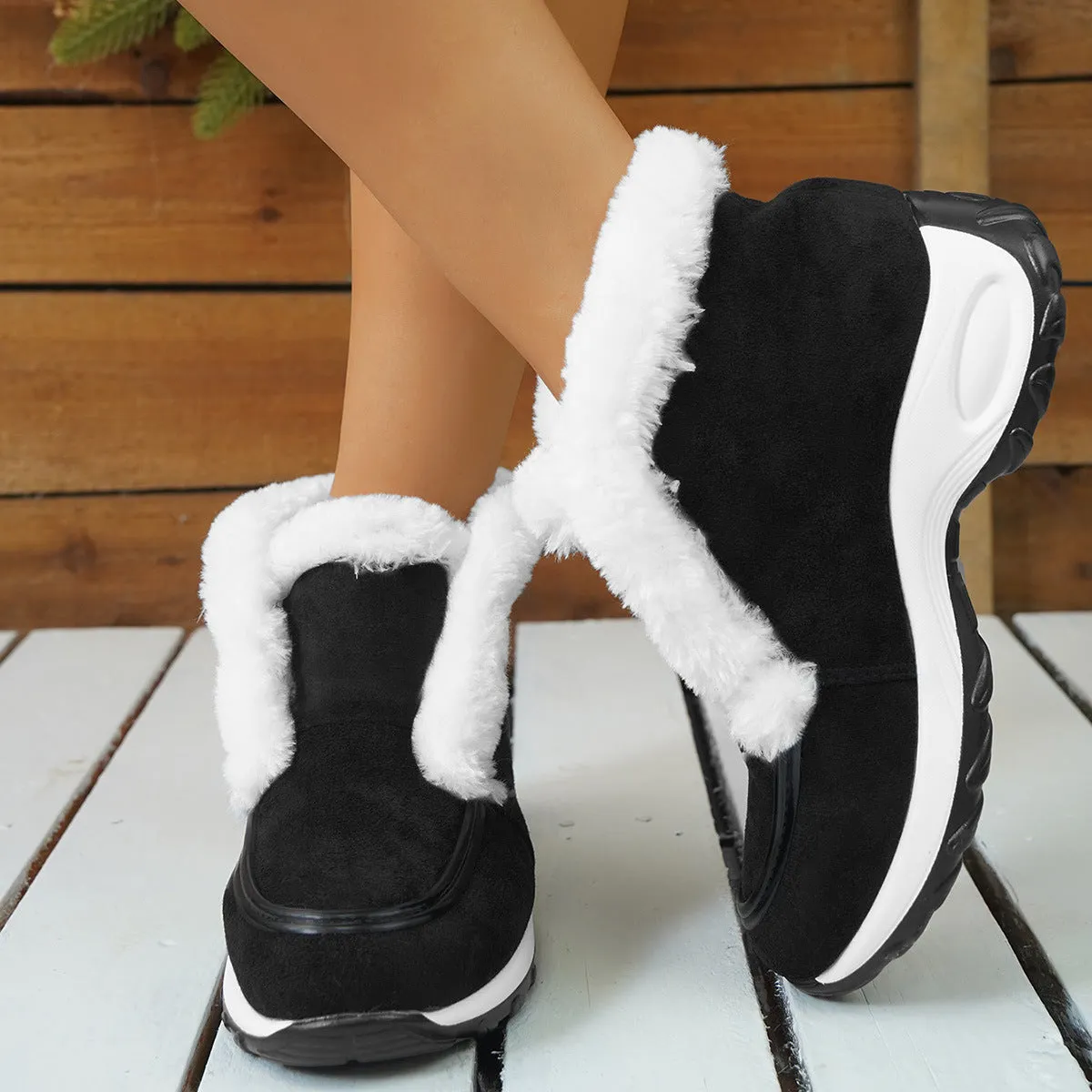 Air-cushion Sole Faux Fur Snow Slipper Boots