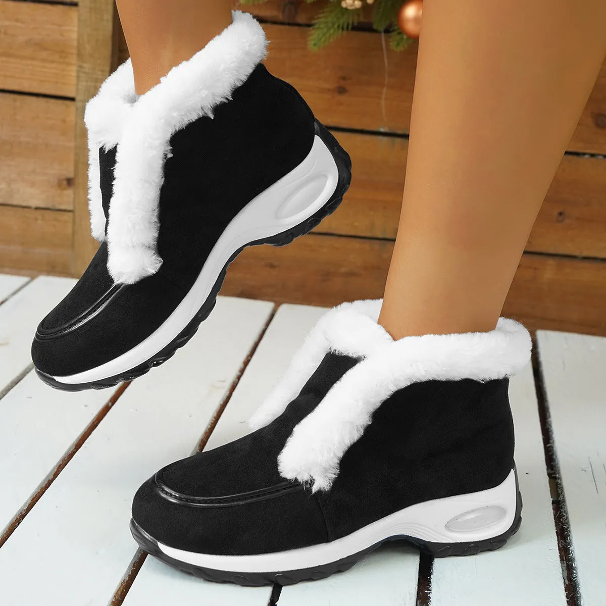 Air-cushion Sole Faux Fur Snow Slipper Boots