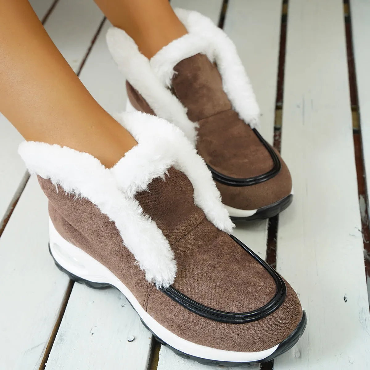 Air-cushion Sole Faux Fur Snow Slipper Boots