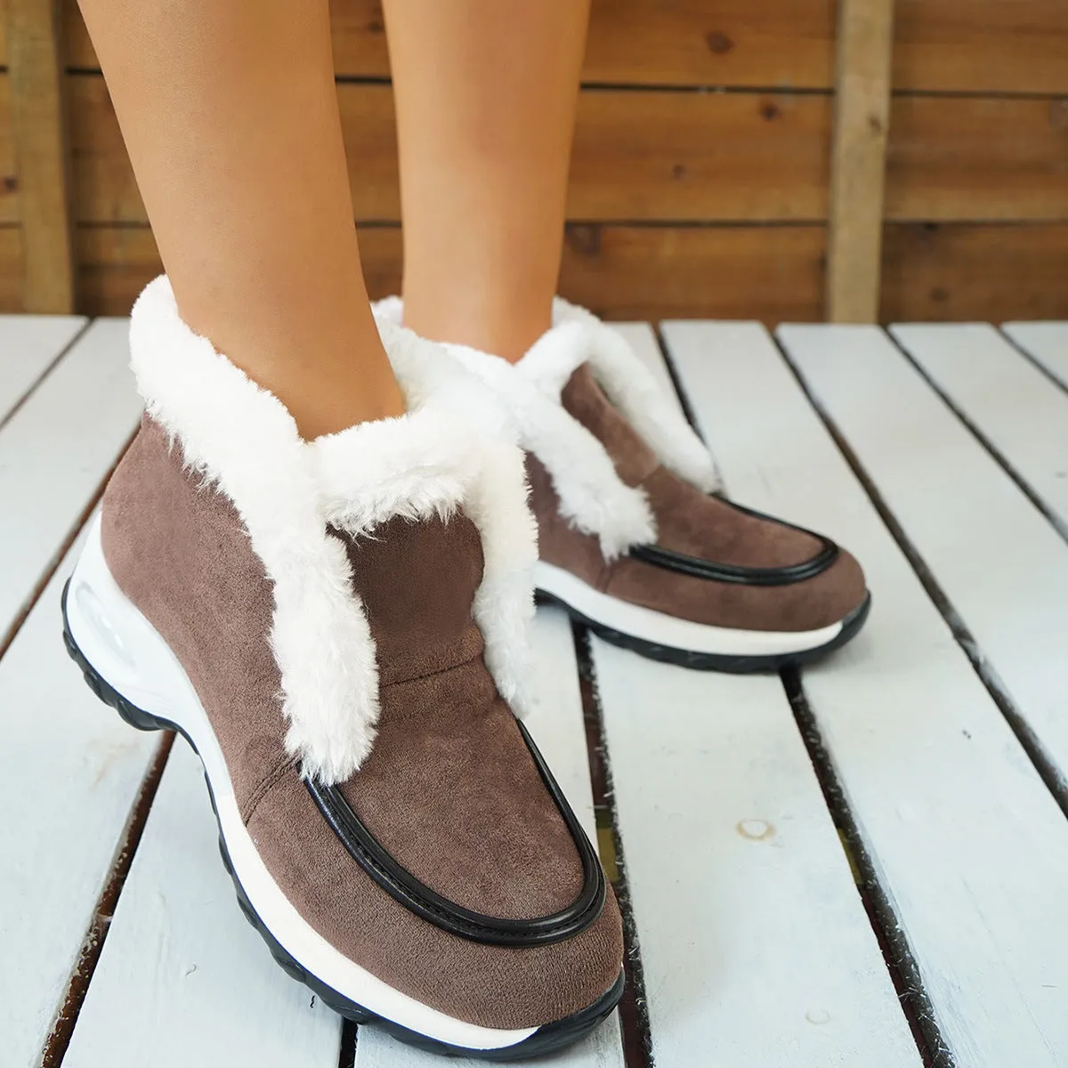 Air-cushion Sole Faux Fur Snow Slipper Boots