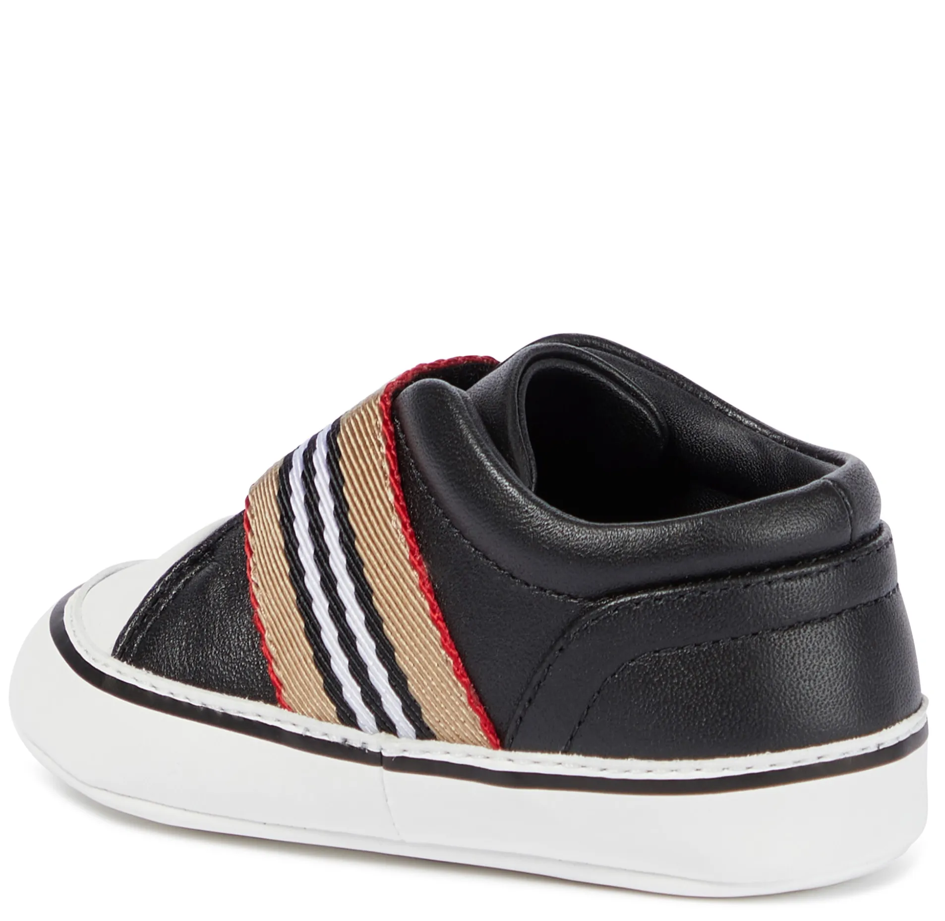 BURBERRY Baby Black Icon Stripe Strap Slip-on Sneakers