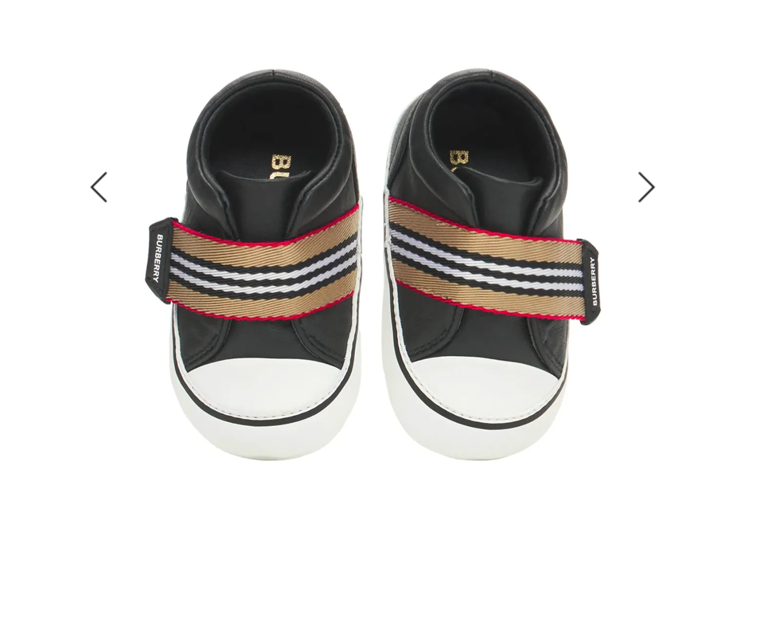 BURBERRY Baby Black Icon Stripe Strap Slip-on Sneakers