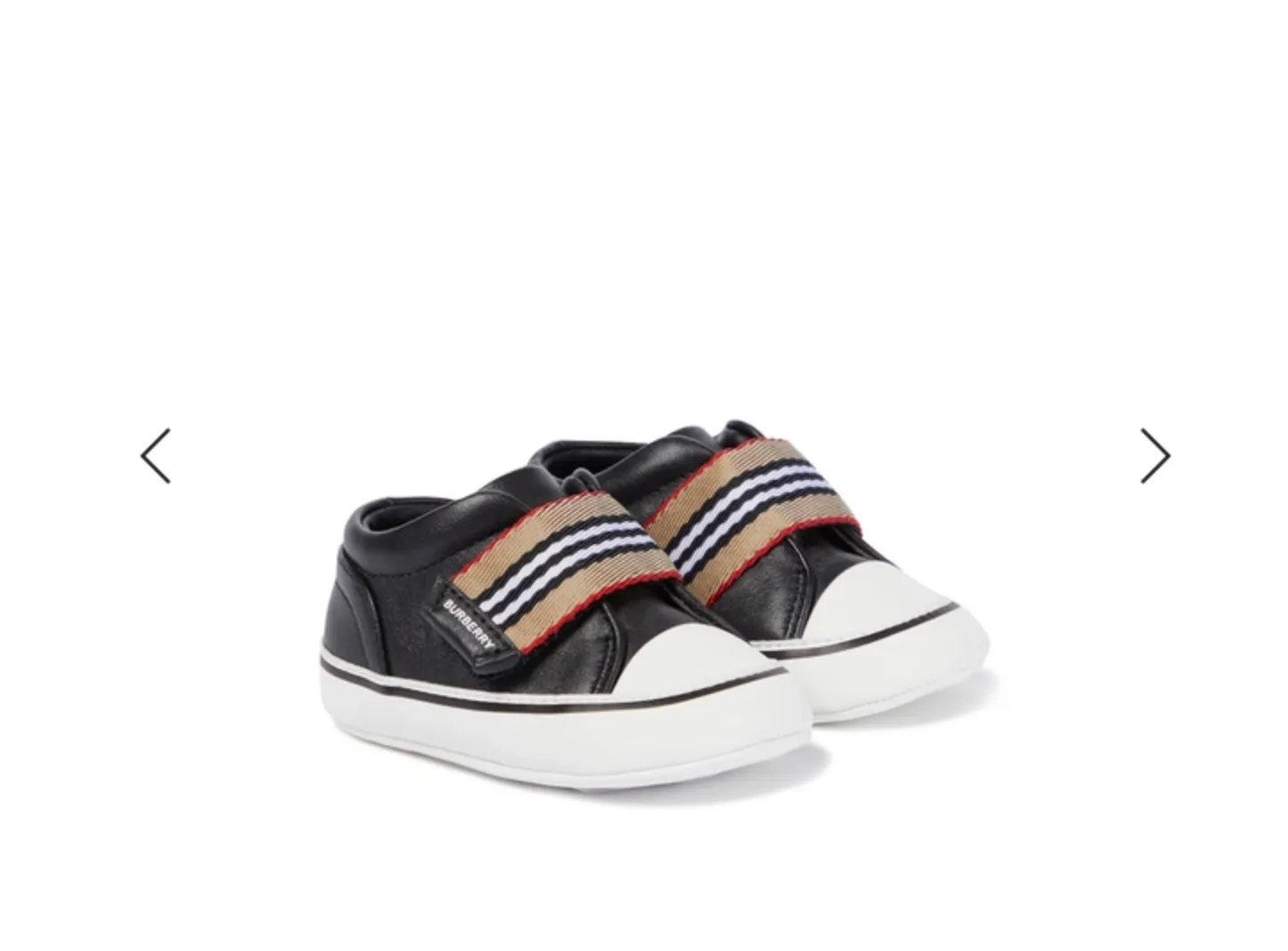 BURBERRY Baby Black Icon Stripe Strap Slip-on Sneakers