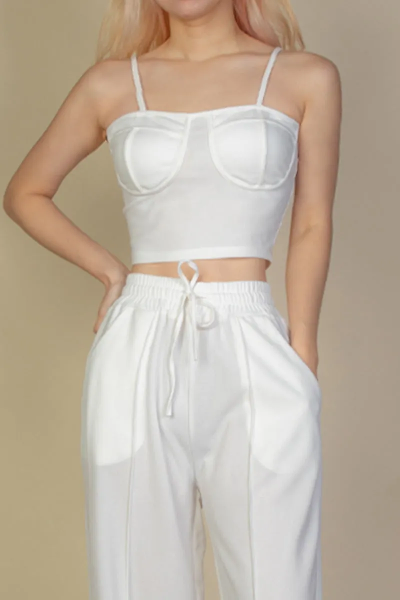 Bustier Crop Cami Top & Slant Pocket Straight Pants