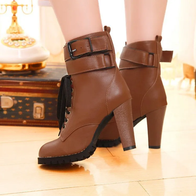 Classic Single Cross Belt High-Heeled Martin Boots