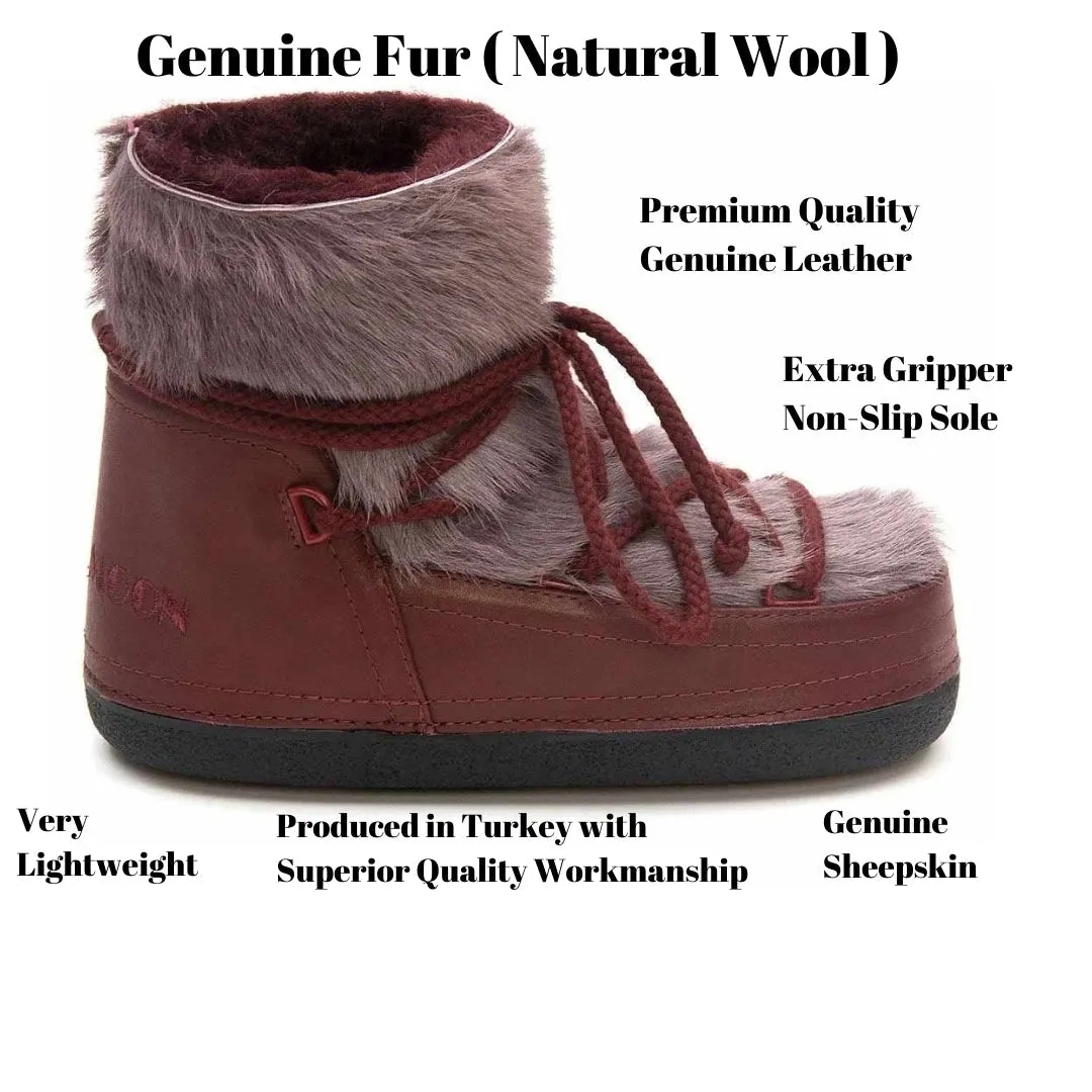 Cool Moon Women's Genuine Fur Snow Boot SCB 251316 Burgundy