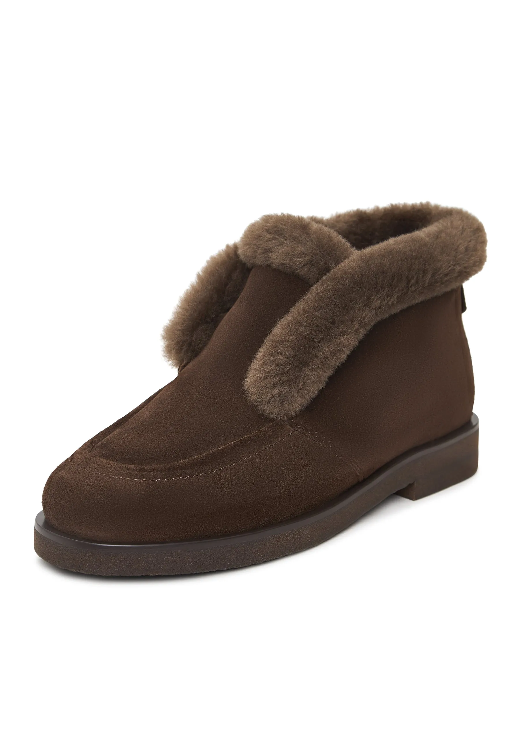 Cozy Suede Fur-Lined Boots Gerda - Brown