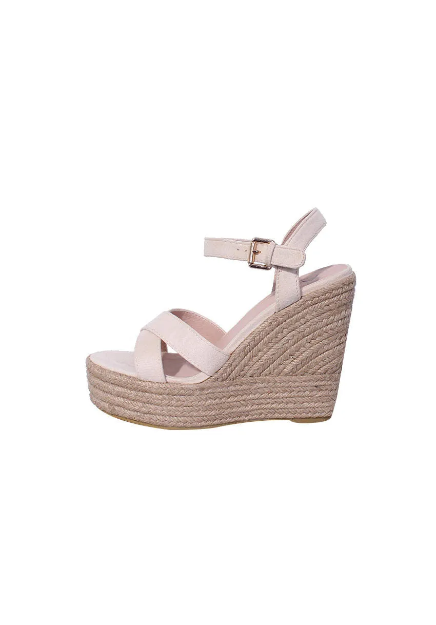 Cream Cross Strap Wedges