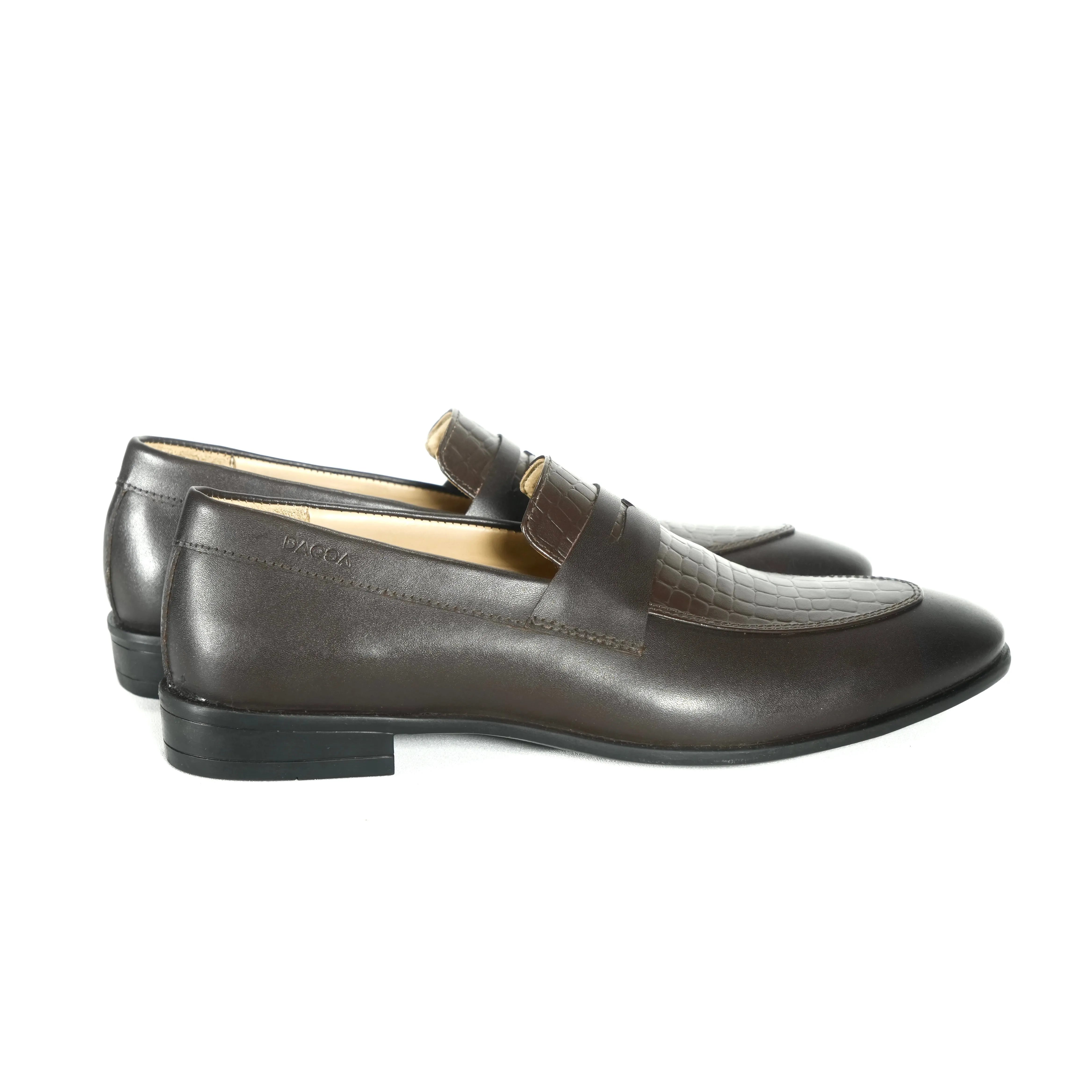 Dagga Black / Brown Formal Leather Penny Loafers for Men