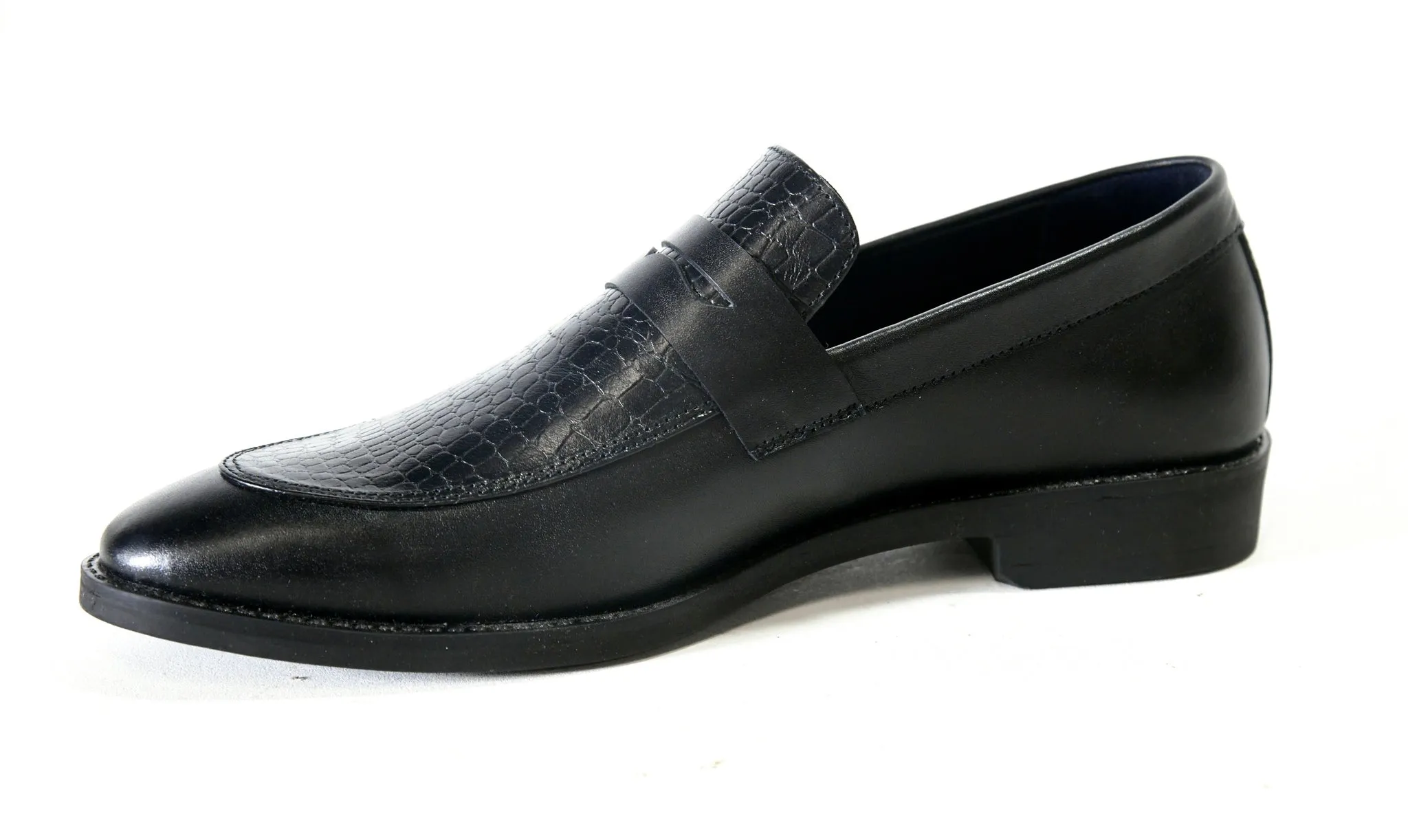 Dagga Black / Brown Formal Leather Penny Loafers for Men