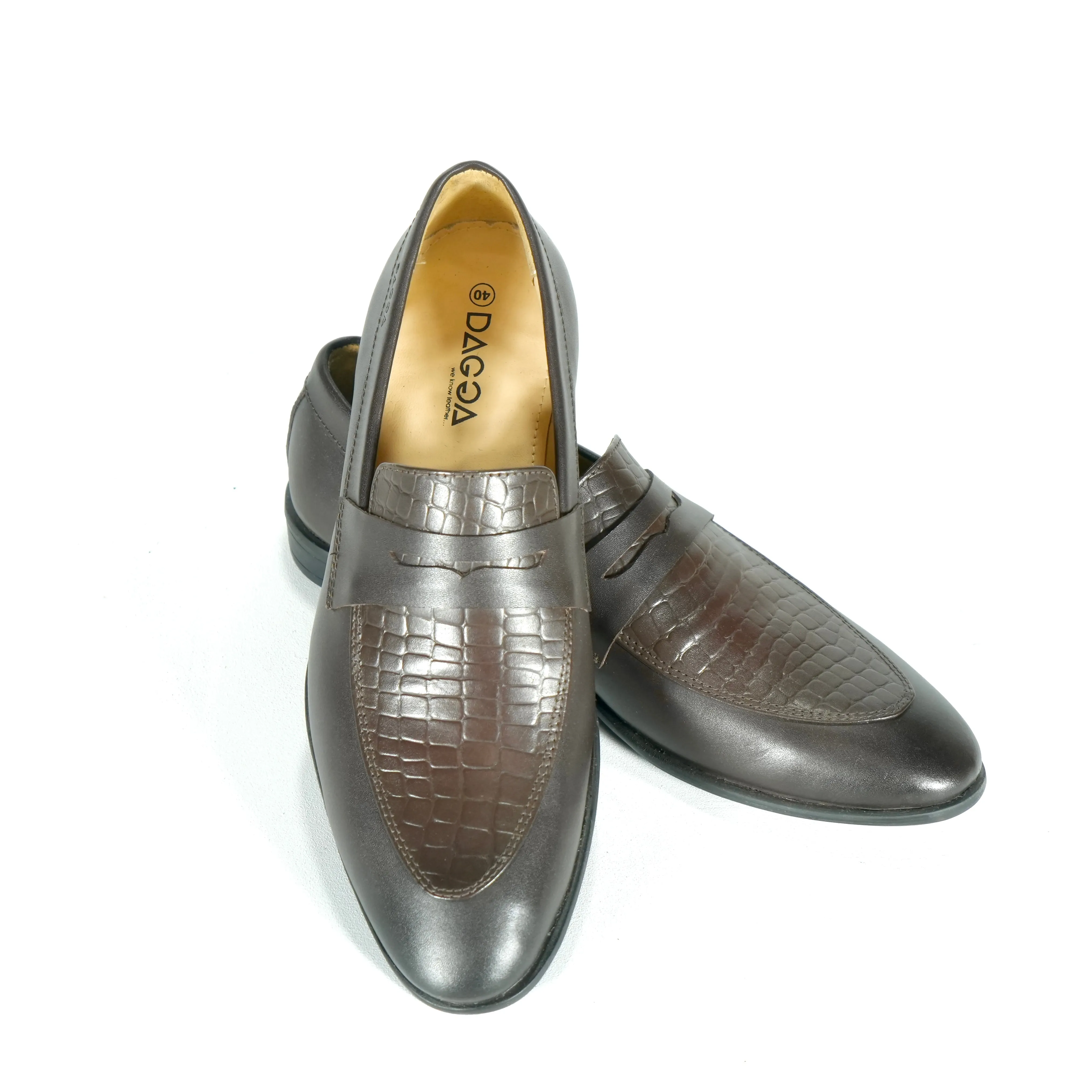 Dagga Black / Brown Formal Leather Penny Loafers for Men