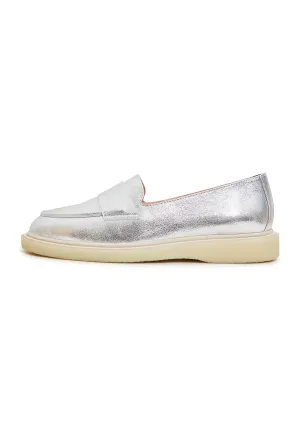 Flat Sole Loafers - Silver