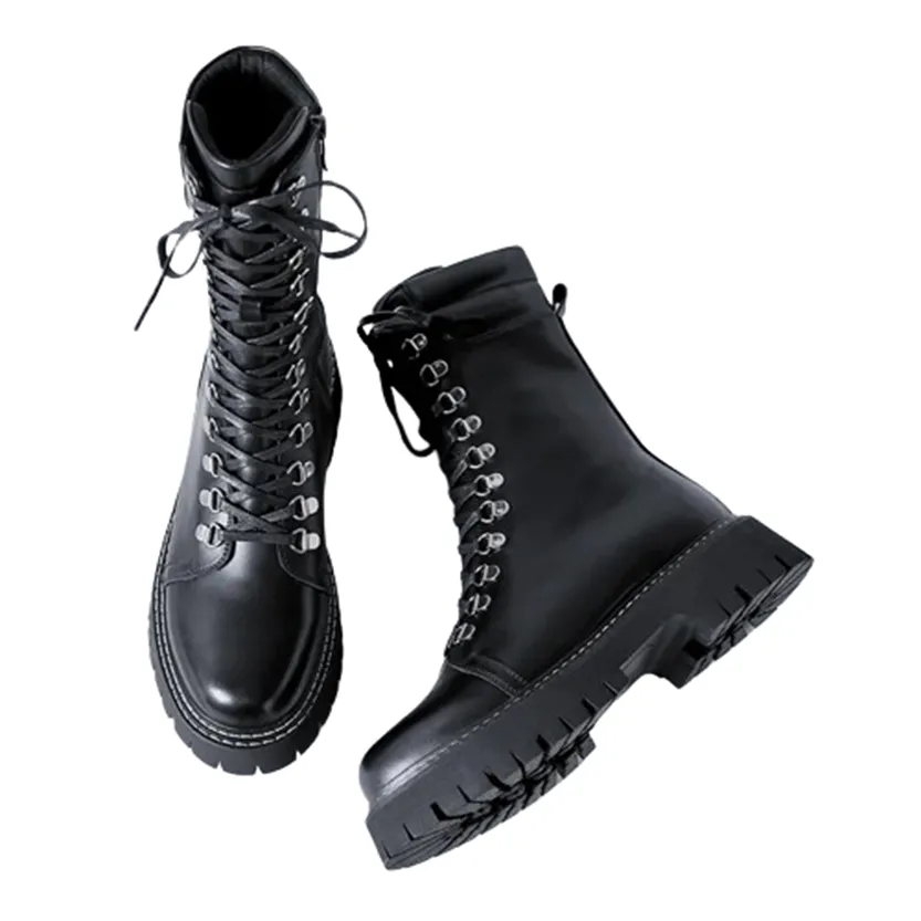 Funki Buys | Boots | Men's Goth Lace Up Mid-Calf Combat Boots