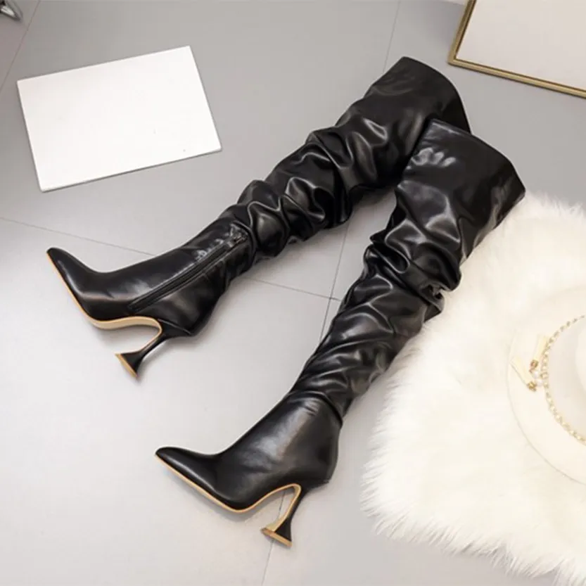 Funki Buys | Boots | Women's Over The Knee  Faux Leather Boot