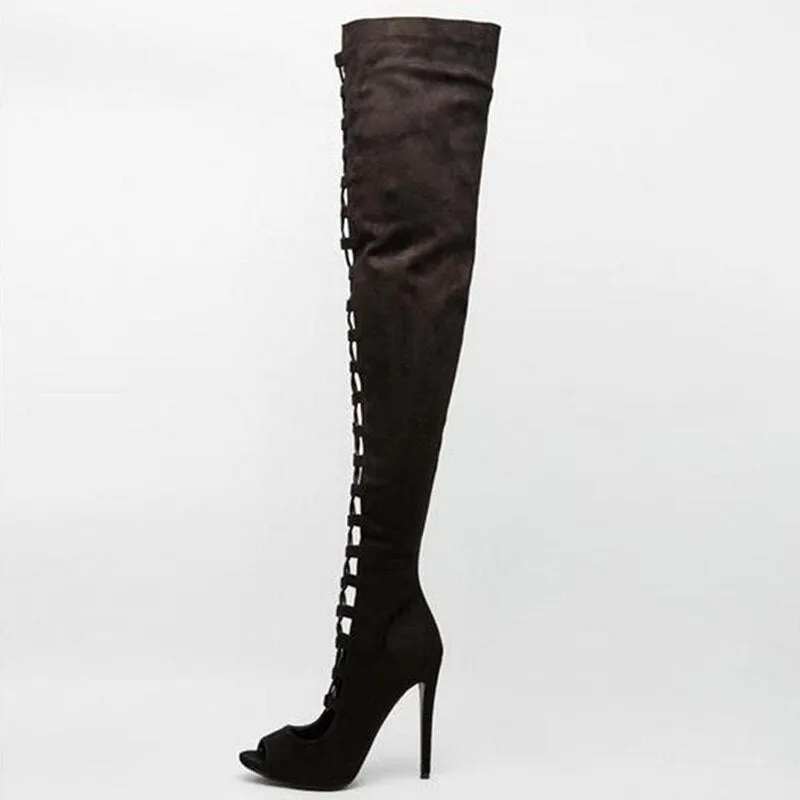 Funki Buys | Boots | Women's Sexy Black Long Cut Out Boots