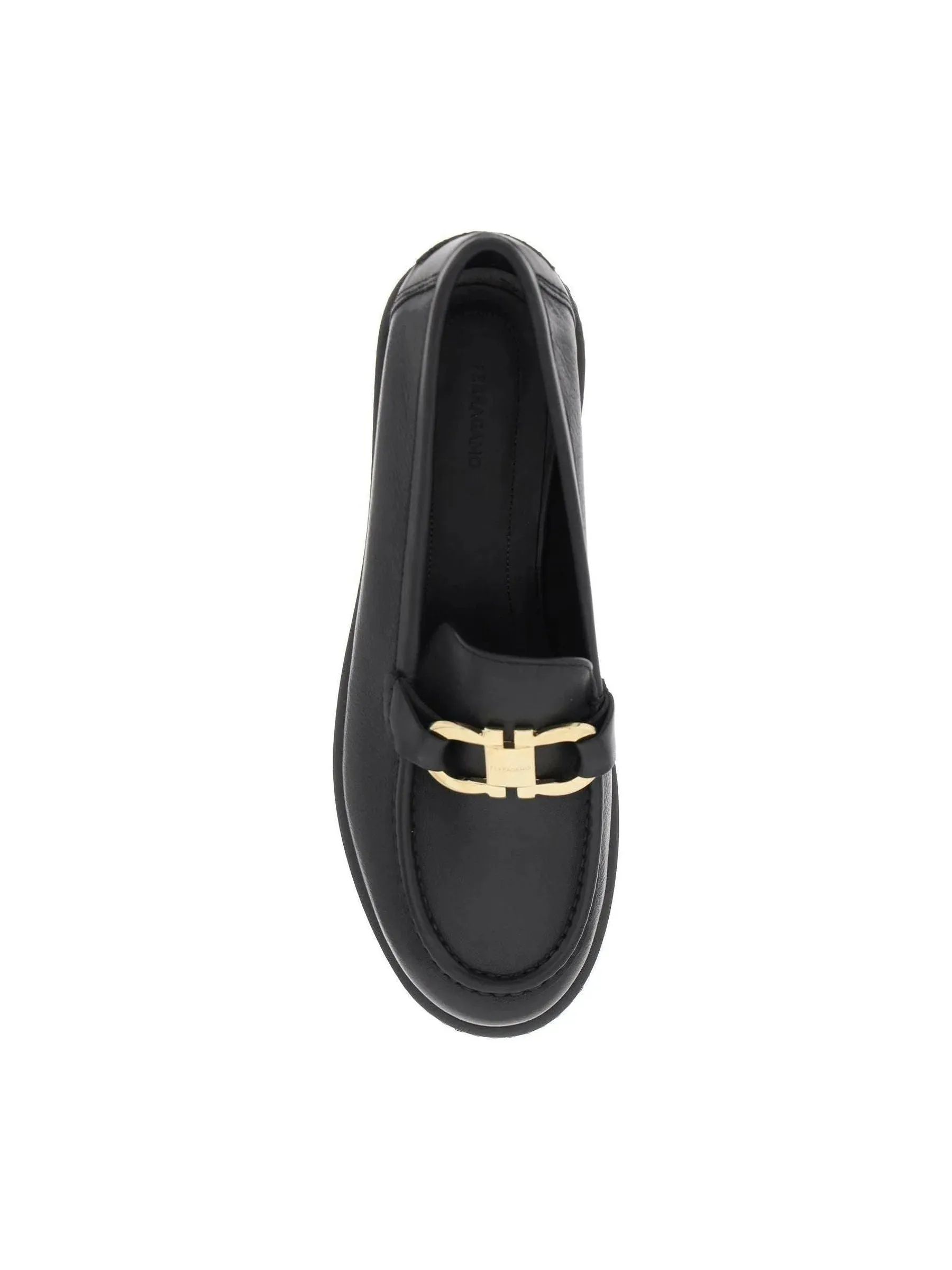 Gancini Buckle Leather Loafers