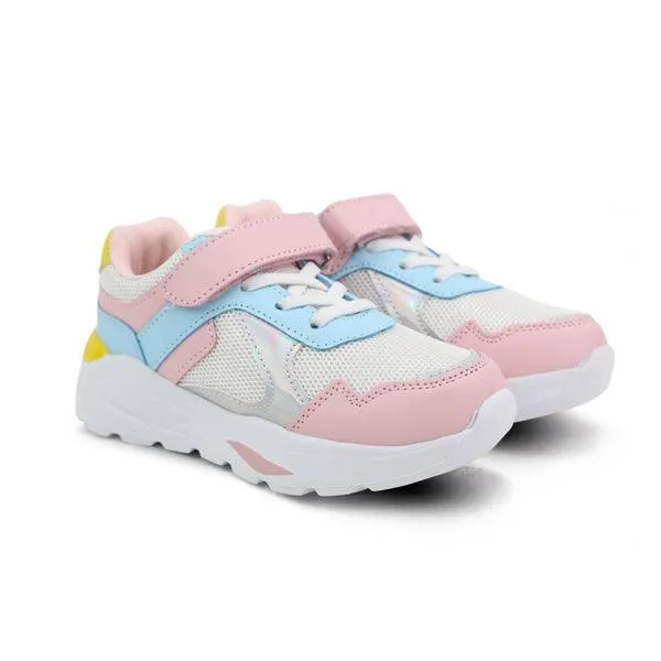 GIRLS WHITE AND PINK VELCRO SNEAKERS