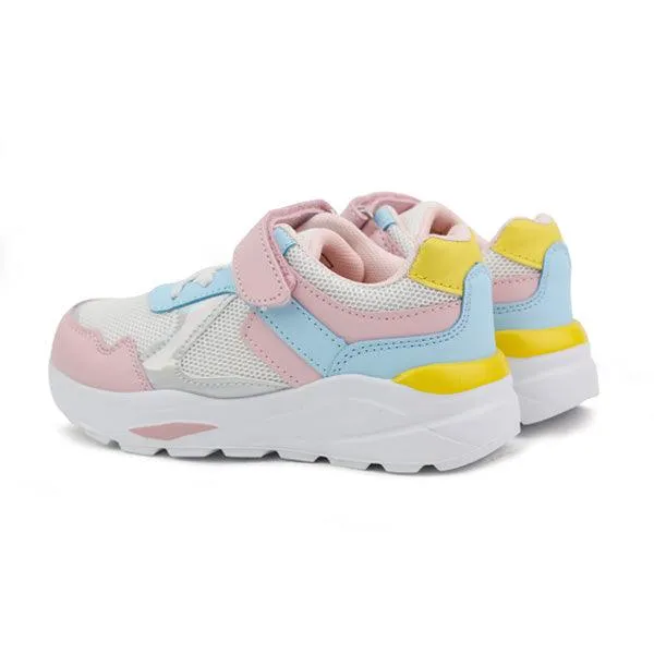 GIRLS WHITE AND PINK VELCRO SNEAKERS