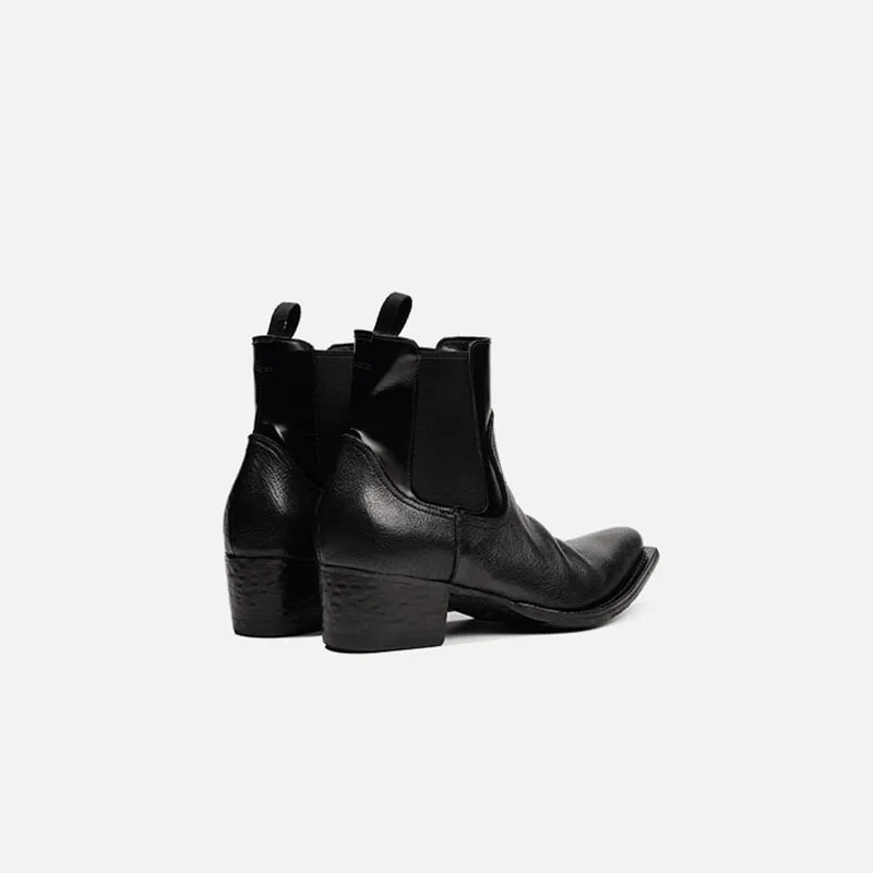 Goodyear Camel Leather Chelsea Boots For Women In Black Point Toe Leather Sole Shoes