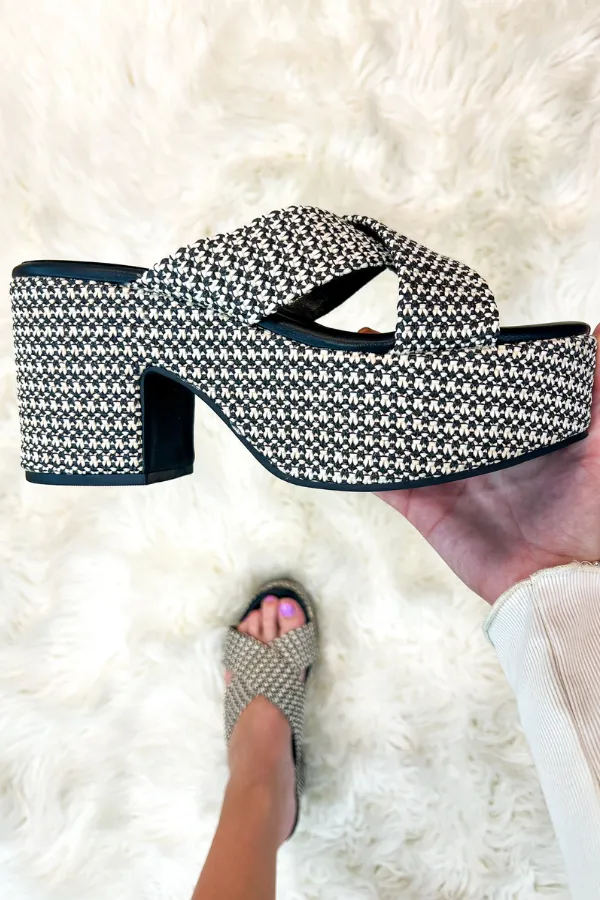 Imelda Chunky Wedges Black and White