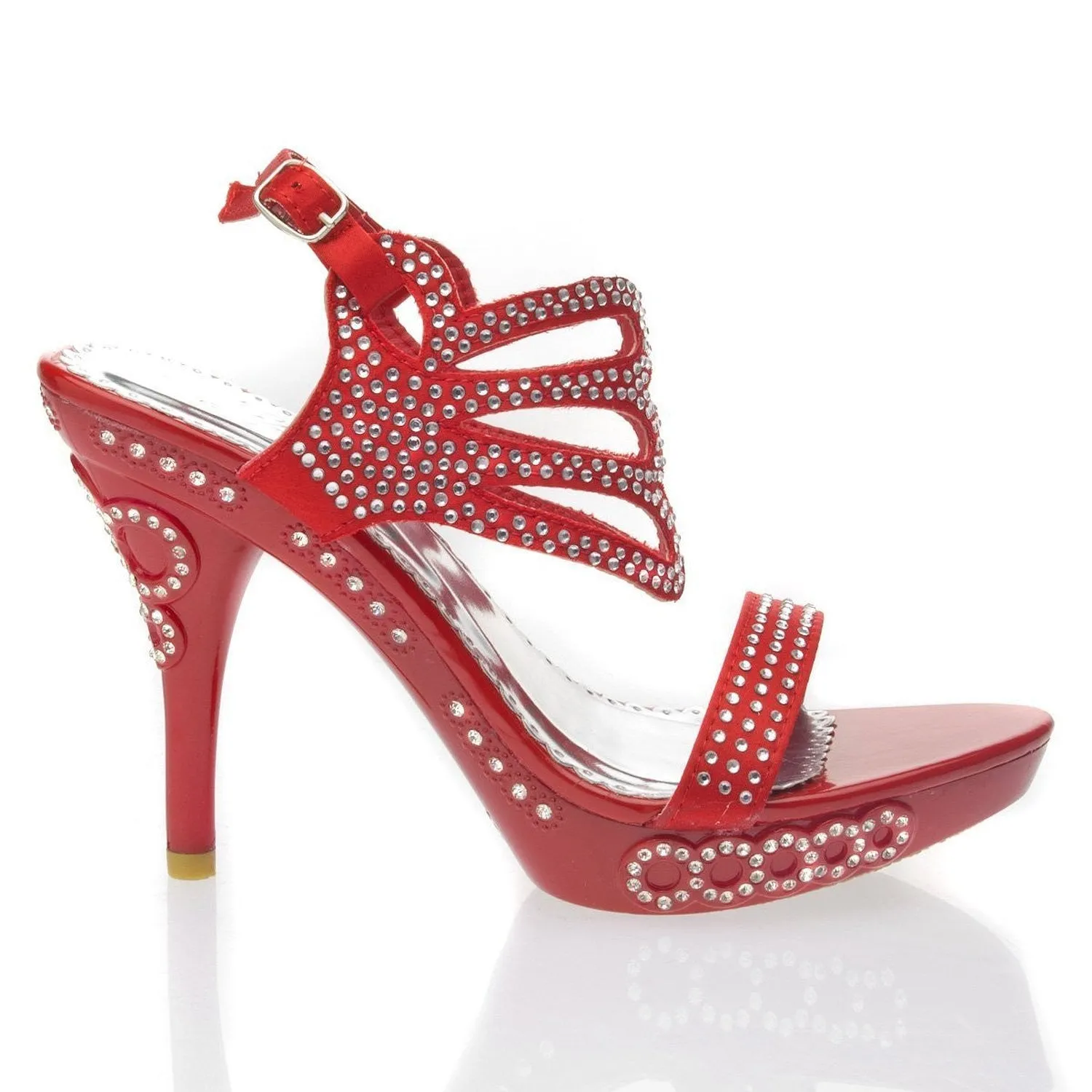 Jeweled Open Toe Strappy Rhinestone Platform High Heel Sandal Shoes