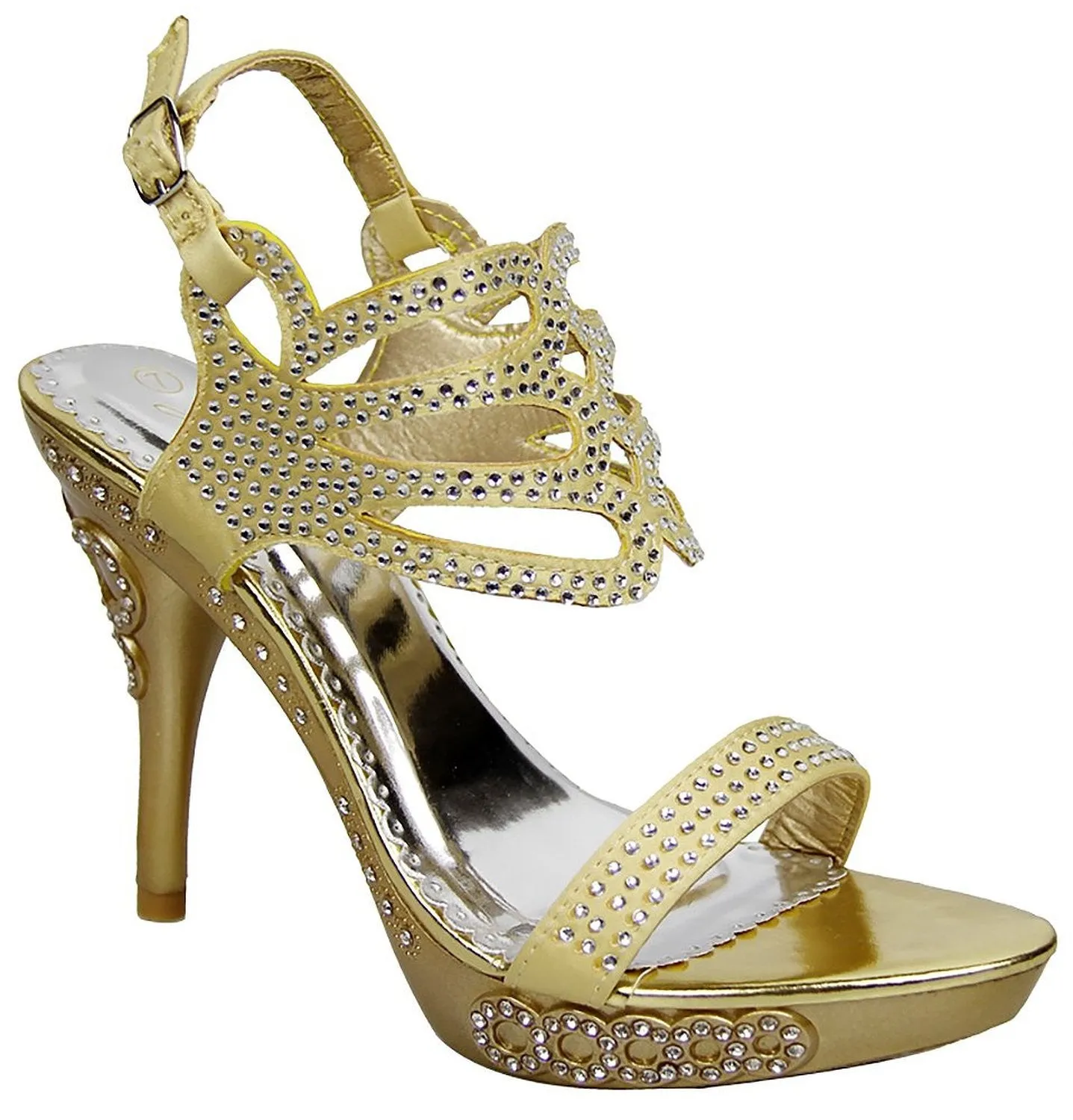 Jeweled Open Toe Strappy Rhinestone Platform High Heel Sandal Shoes