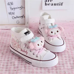 Kids Cartoon Pattern Velcro High Top Canvas Kawaii Girls Shoes