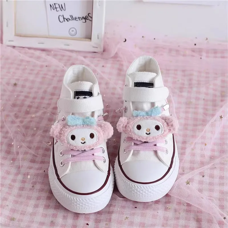 Kids Cartoon Pattern Velcro High Top Canvas Kawaii Girls Shoes