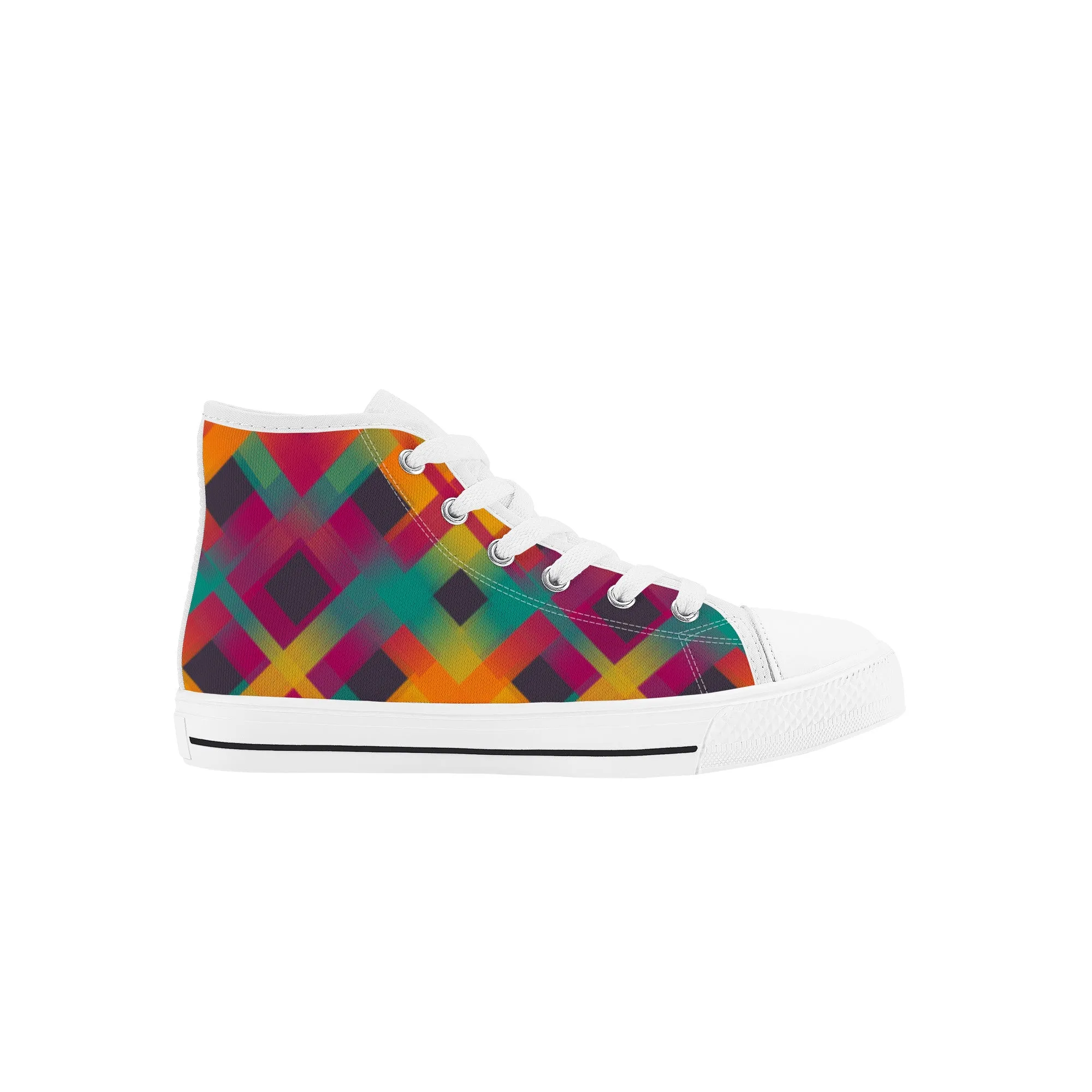 Kids High Top Sneakers - Orange/Turquoise