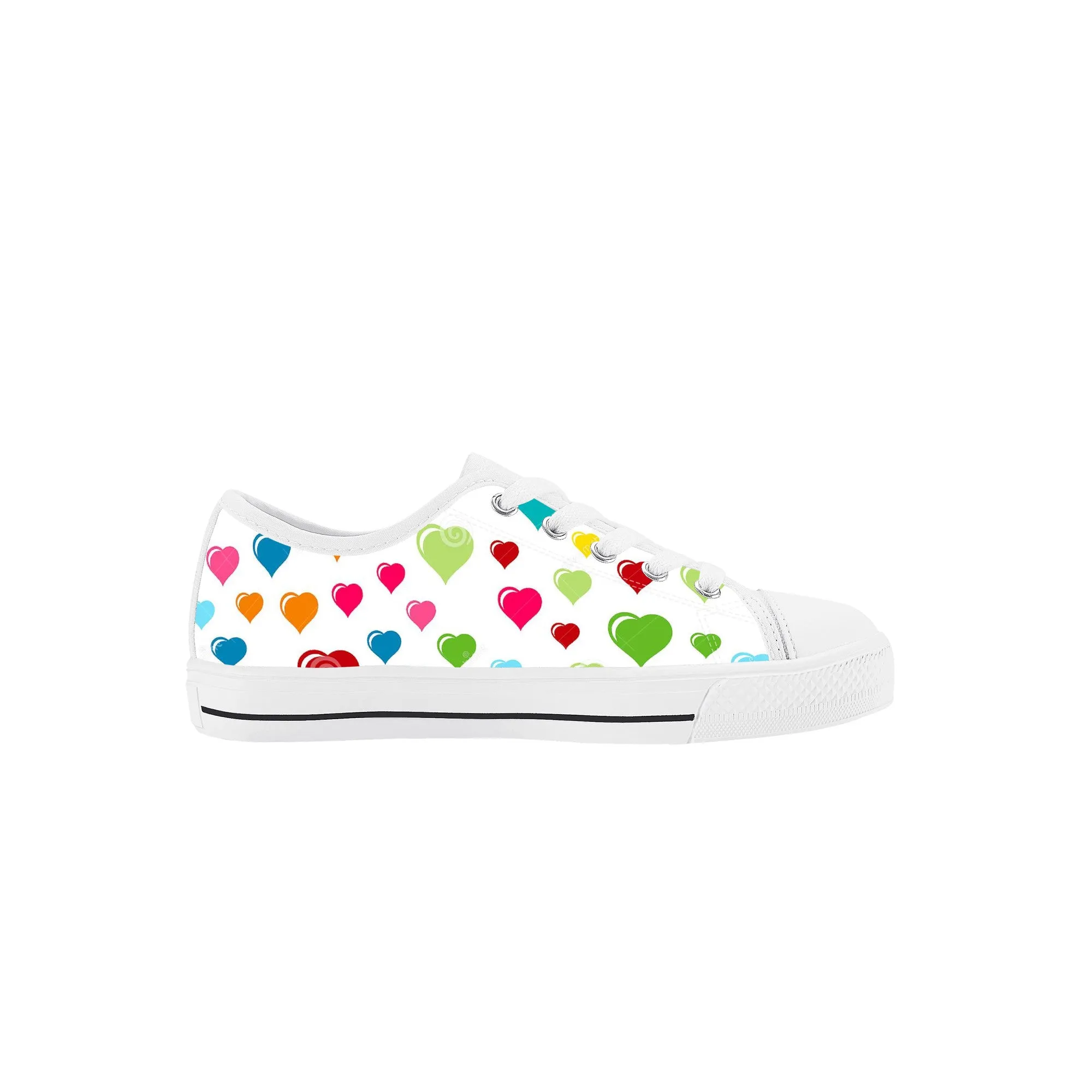 Kids Low Top Canvas Sneakers - Hearts