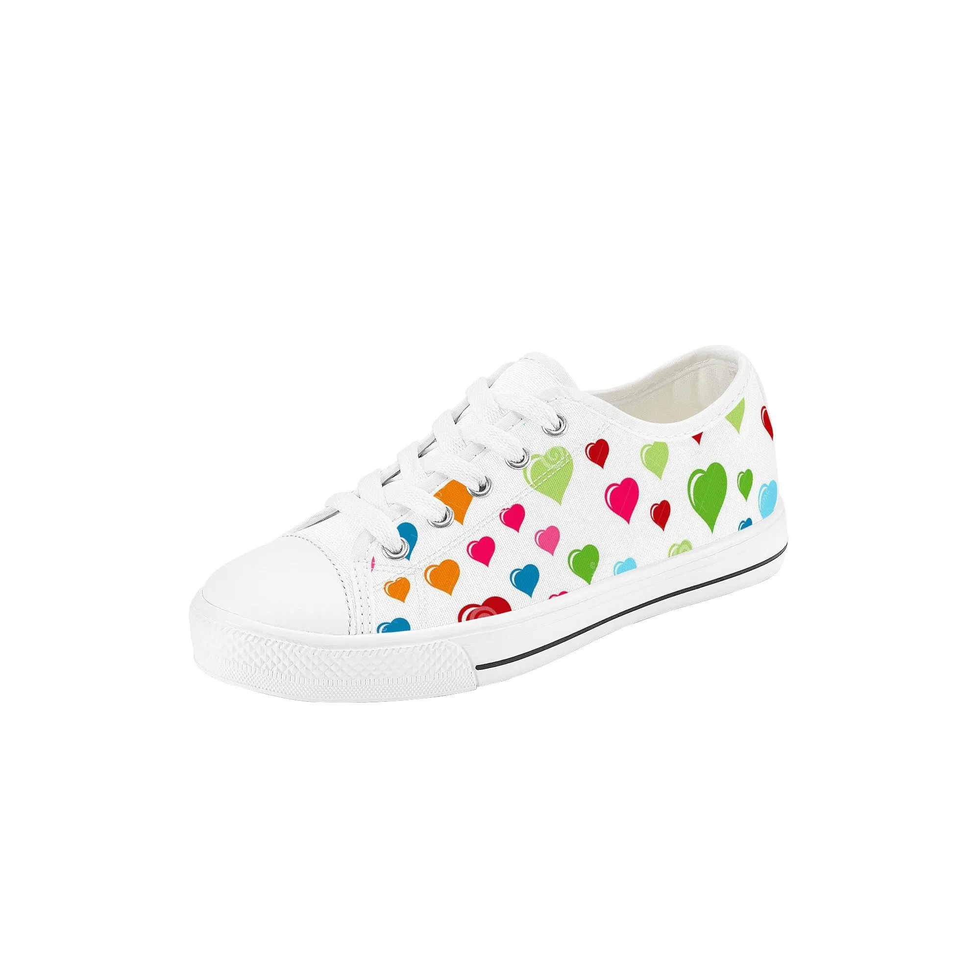 Kids Low Top Canvas Sneakers - Hearts