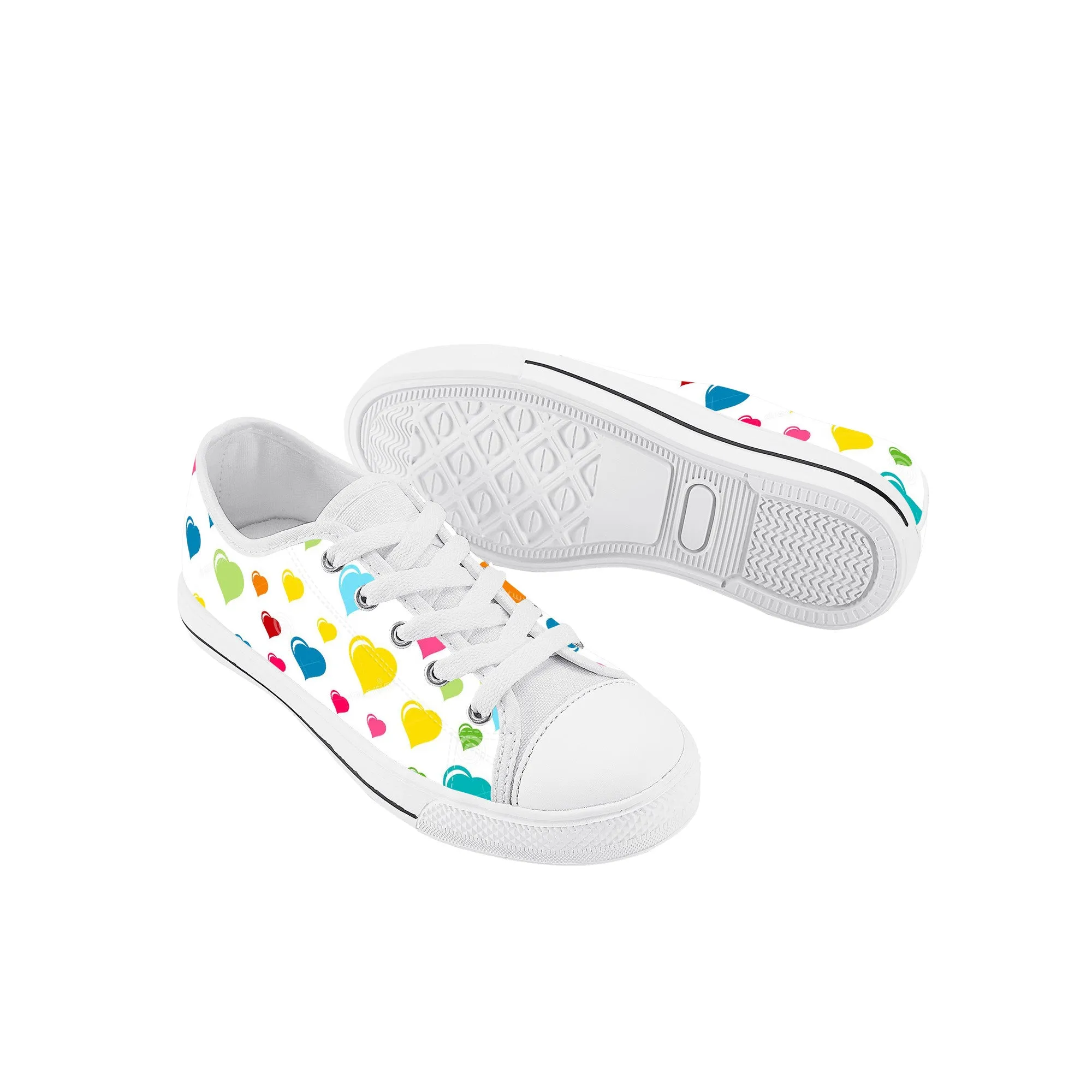 Kids Low Top Canvas Sneakers - Hearts