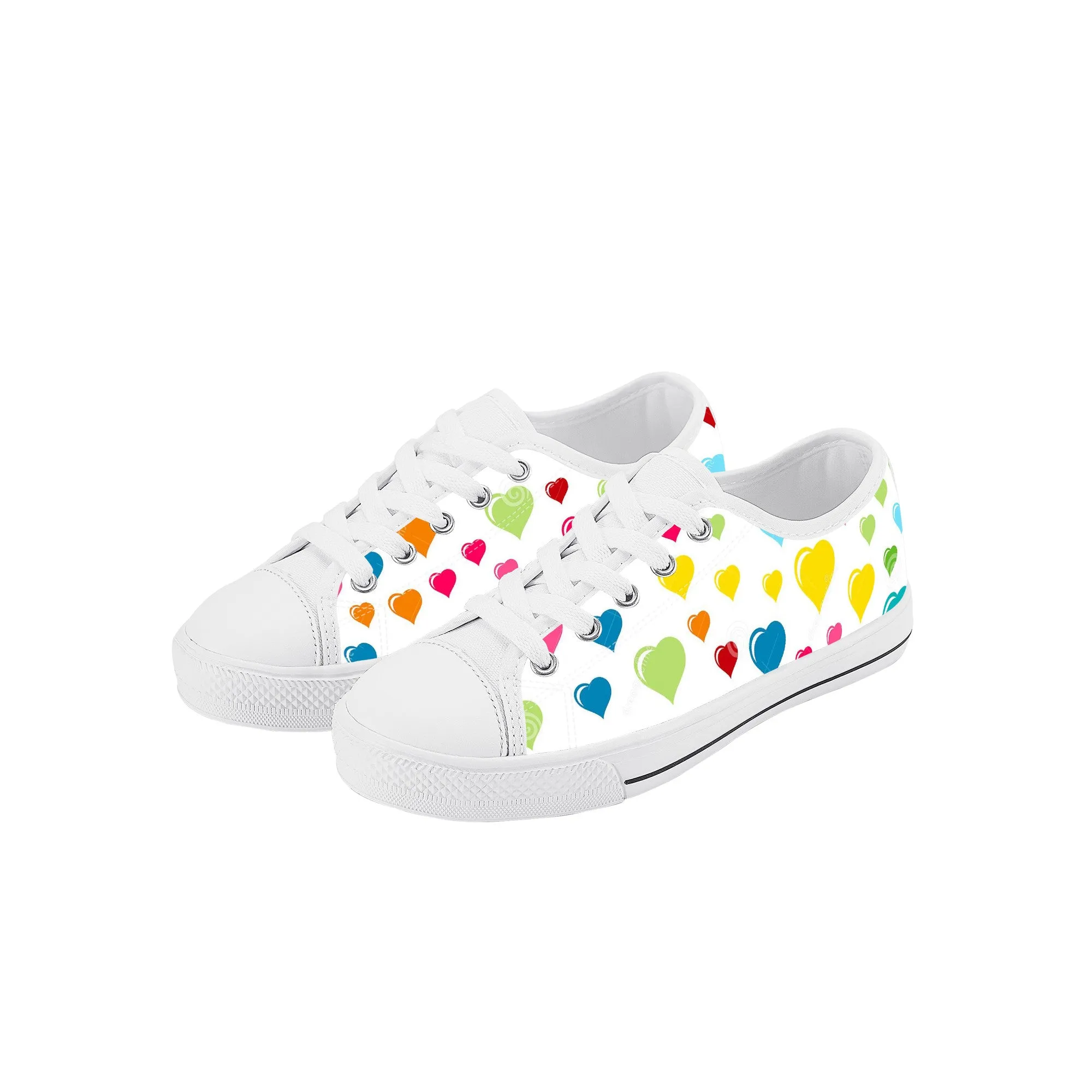 Kids Low Top Canvas Sneakers - Hearts