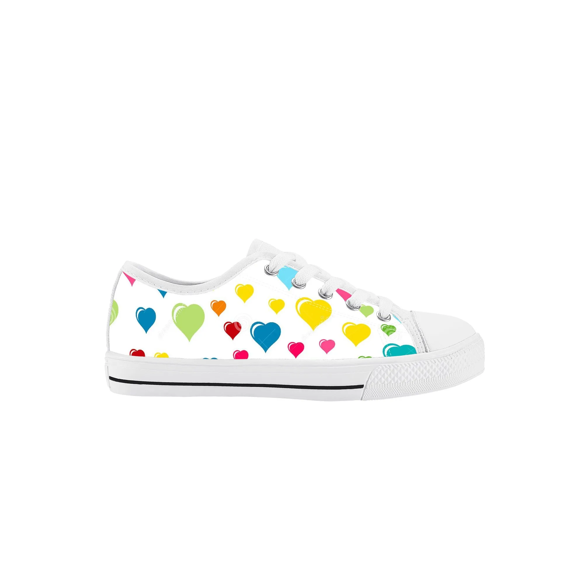 Kids Low Top Canvas Sneakers - Hearts