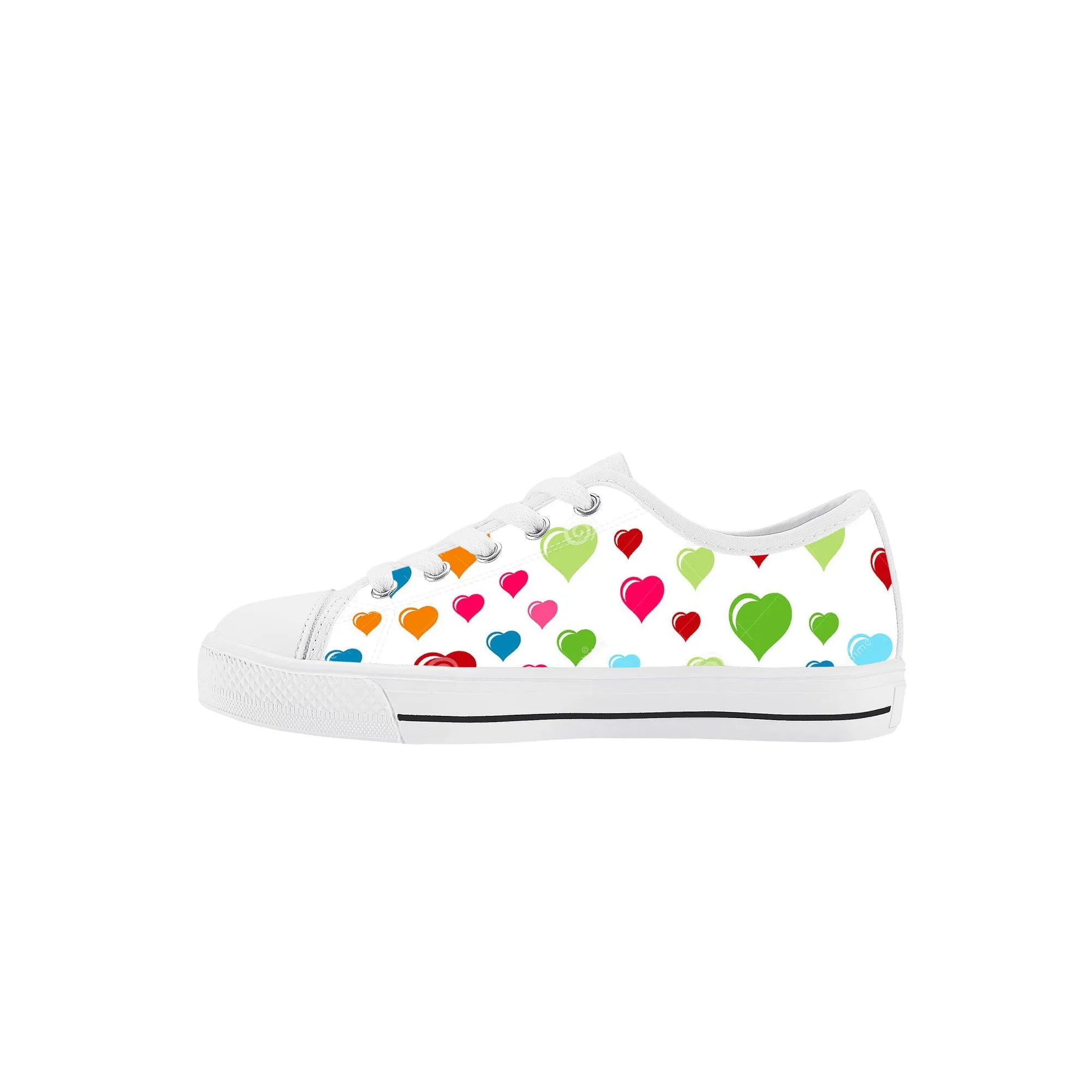 Kids Low Top Canvas Sneakers - Hearts