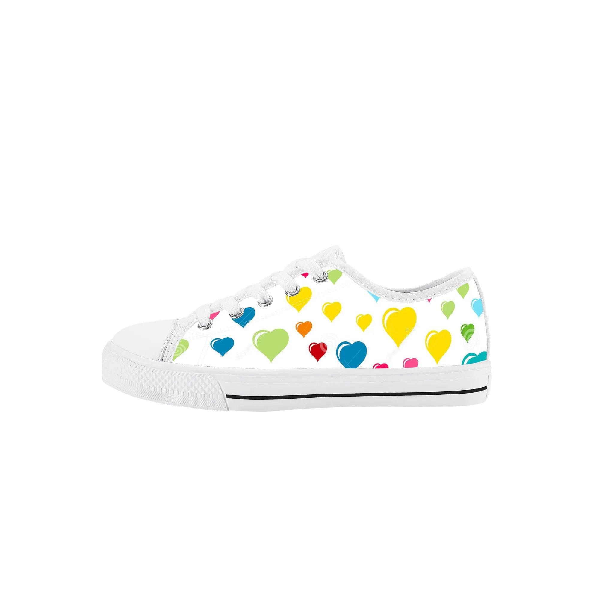 Kids Low Top Canvas Sneakers - Hearts