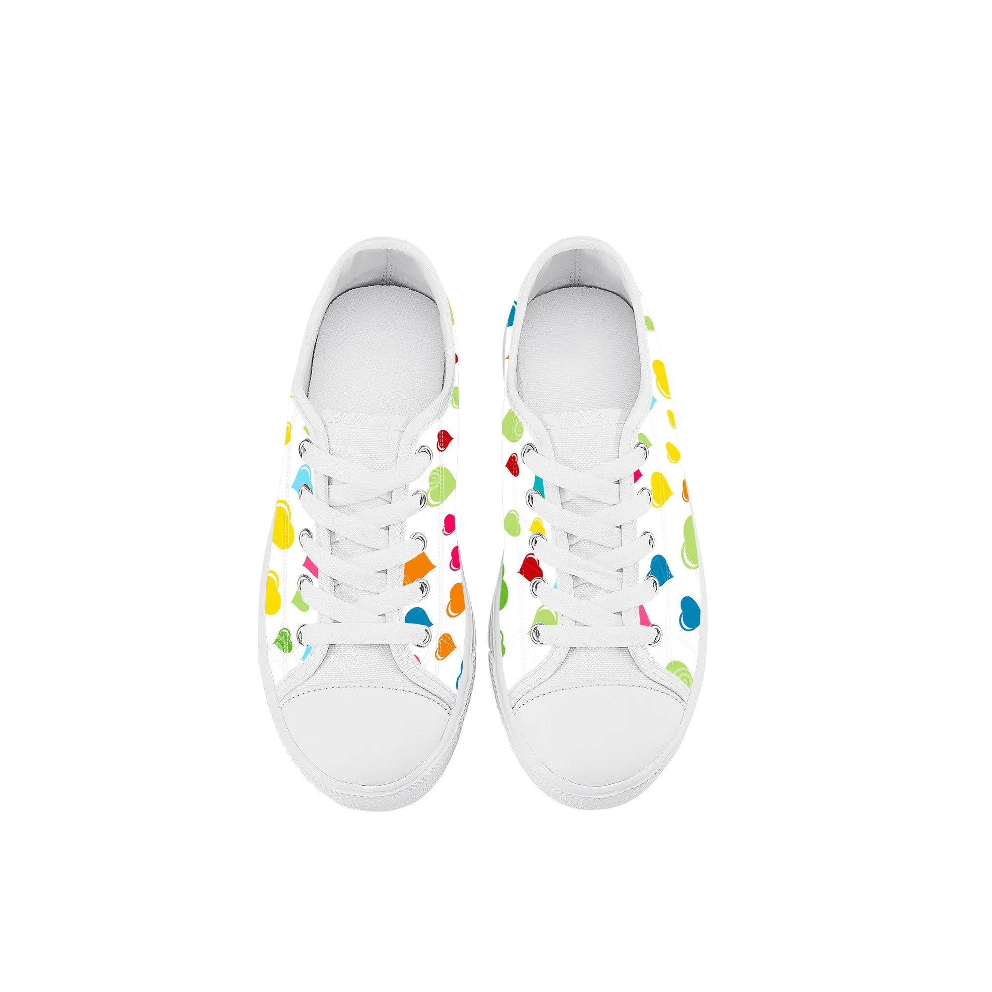 Kids Low Top Canvas Sneakers - Hearts