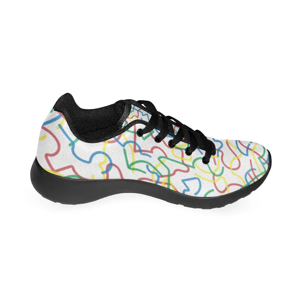 Kid's Wiggly White Doodle Print Canvas Sneakers