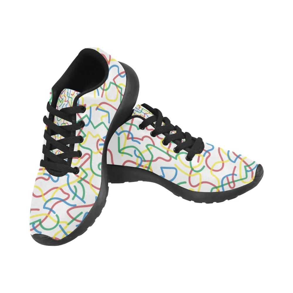 Kid's Wiggly White Doodle Print Canvas Sneakers