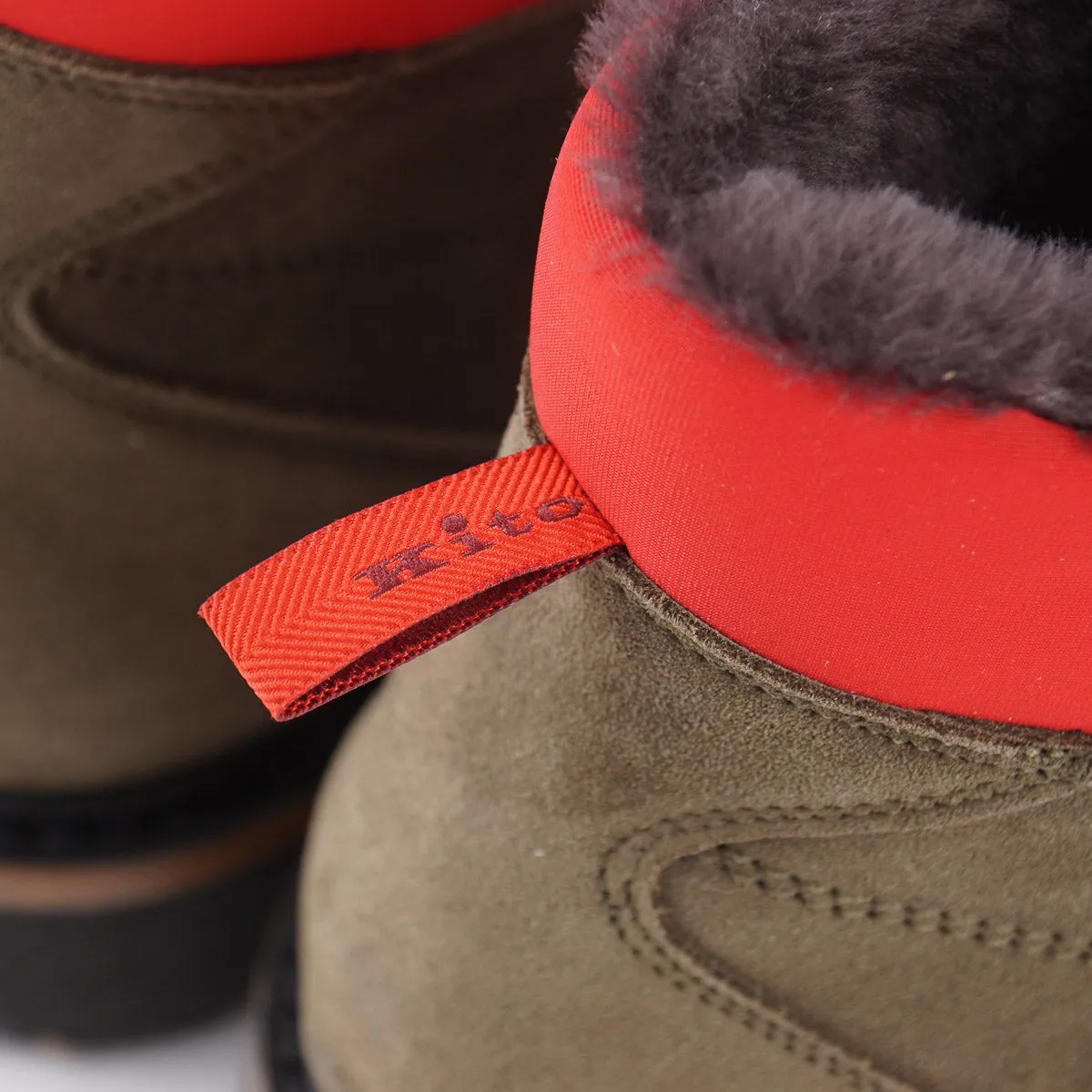 Kiton Fur-Lined Suede Hiking Boots