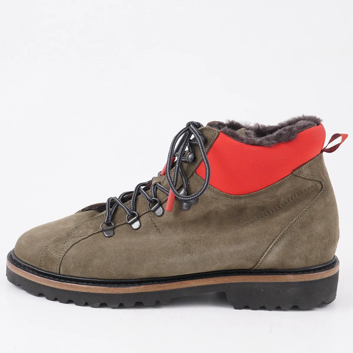 Kiton Fur-Lined Suede Hiking Boots