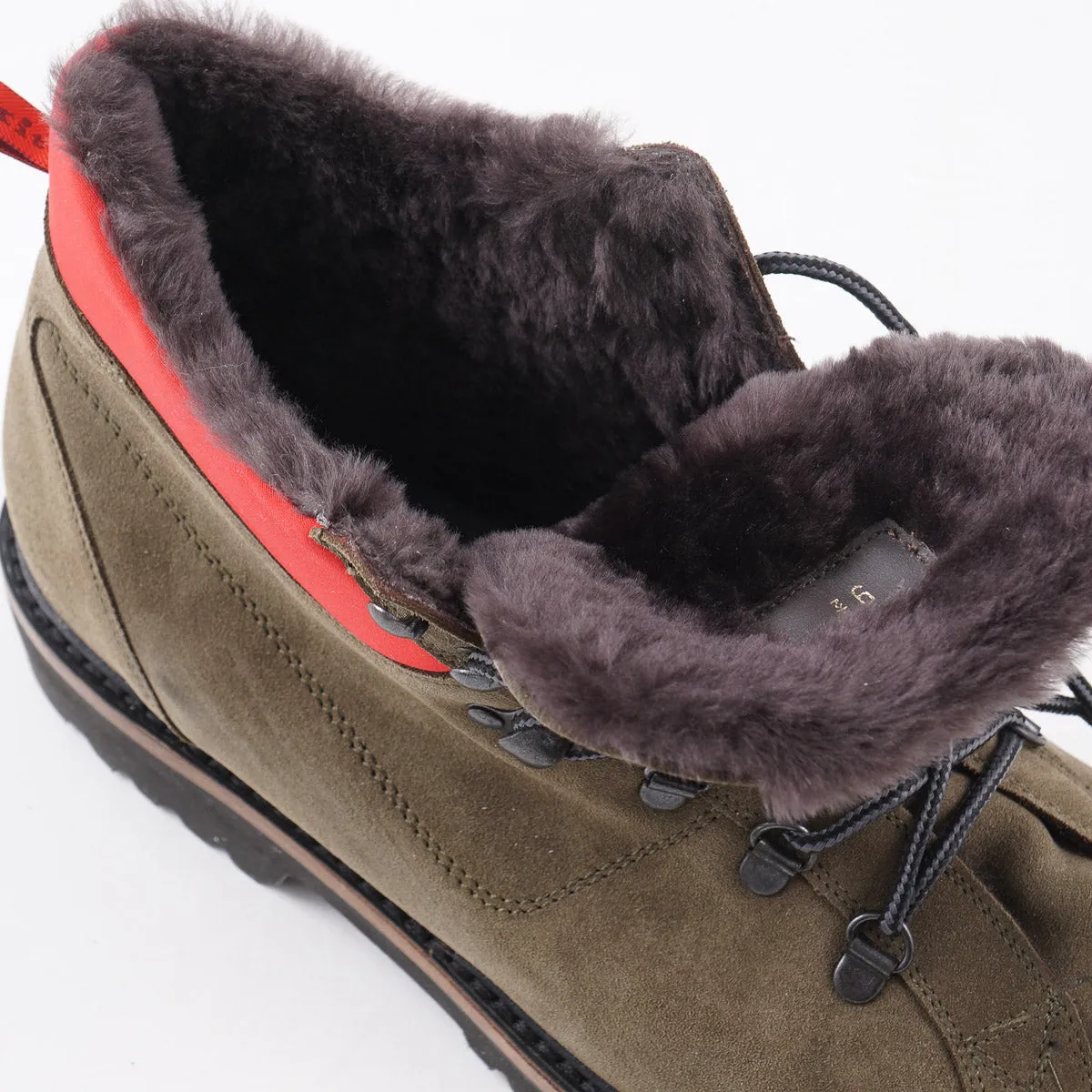 Kiton Fur-Lined Suede Hiking Boots