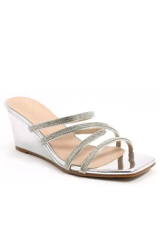 Low Wedge with Rhinestone Strap