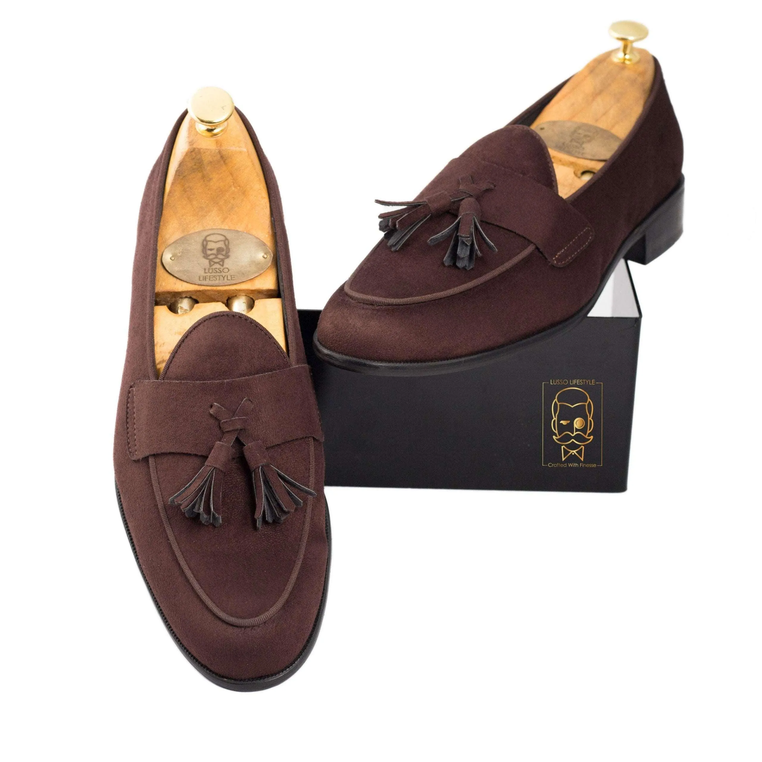 LUNA - BROWN SUEDE TASSEL SLIP-ON