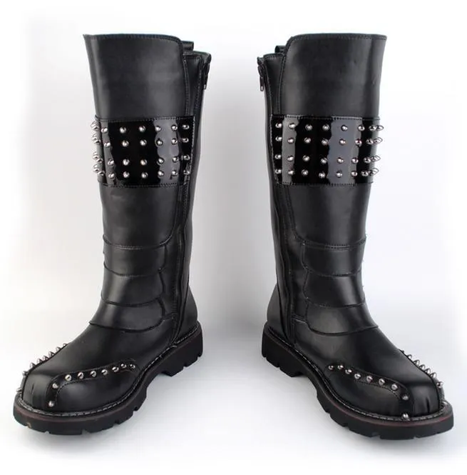 Men's Buckle Strap Punk Rivet Riding Boots Martin Boots