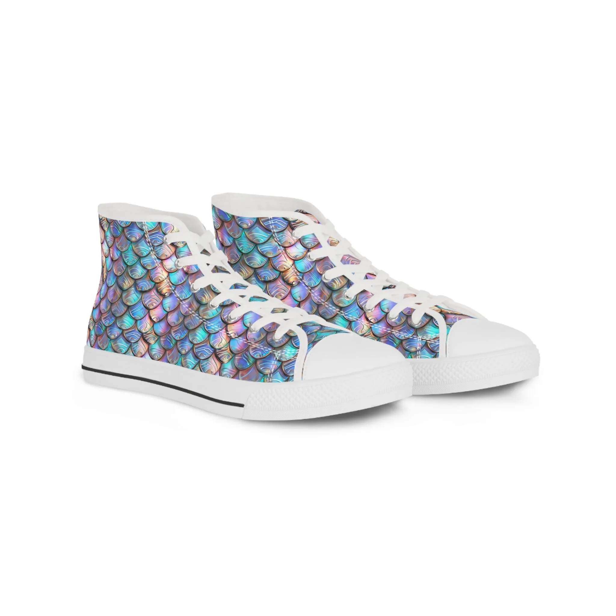 Men's High Top Sneakers - Pearl Mer Scales