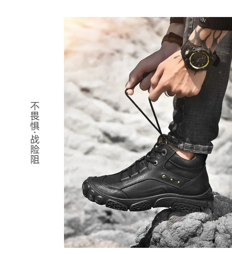 Men's Leather Formal Classic Boots Outdoor Waterproof Hiking Shoes | 5202