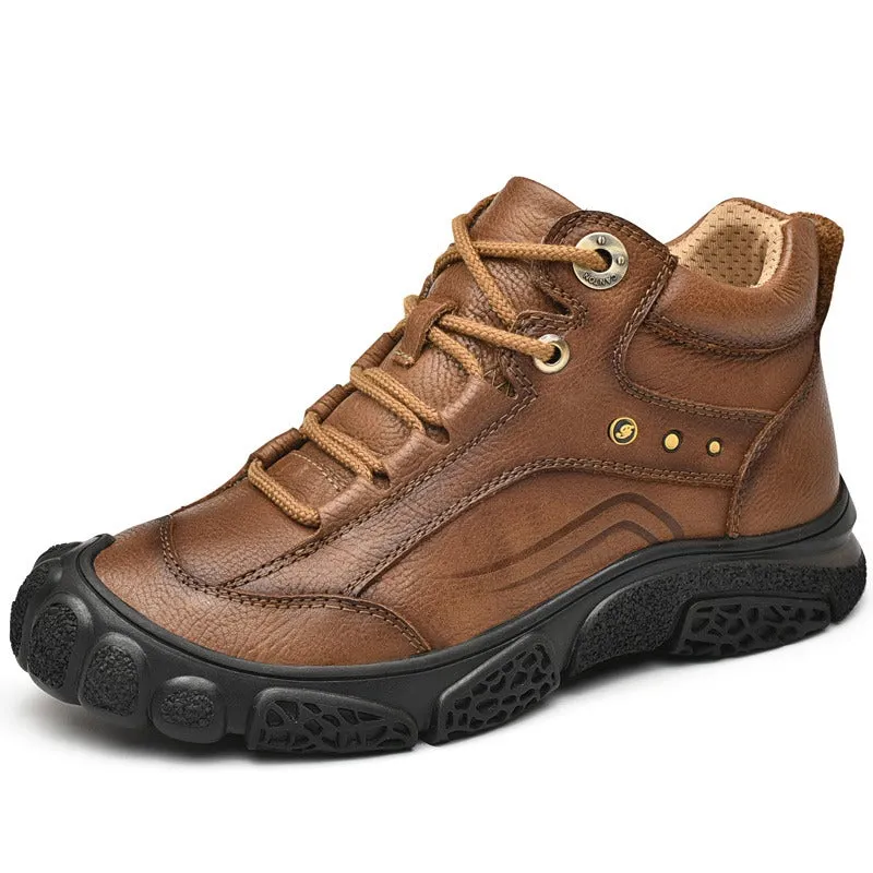 Men's Leather Formal Classic Boots Outdoor Waterproof Hiking Shoes | 5202